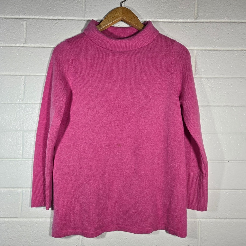 Talbots Pure Cashmere Sweater Medium‎ Hot Pink Mock Neck Oversize Wool Pullover